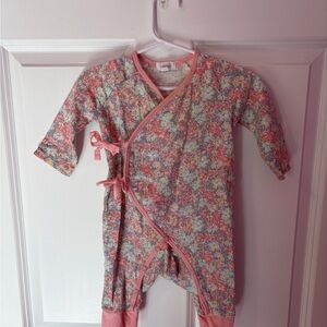 Angel Dear Pink Trim Floral Quilted Baby Romper